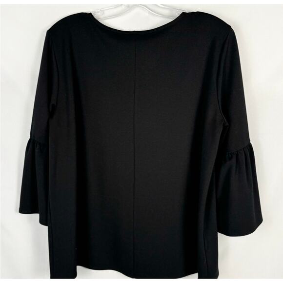 Womens Ann Taylor Black Pearl Embellished Top Size L Career Classic Church Comfy - Picture 3 of 6